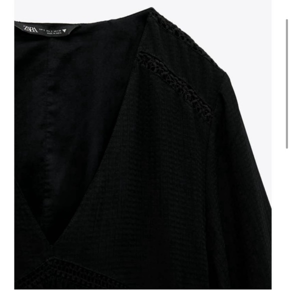 Zara Textured V-neck Tiered Maxi Dress Black - Picture 3 of 13